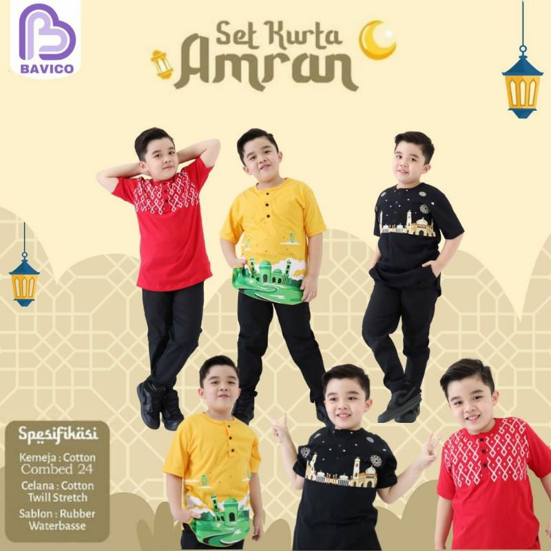 set kurta amran setelan anak kekinian super premium | READY SET KURTA AMRAN / Set Kurta Kaos Anak ||