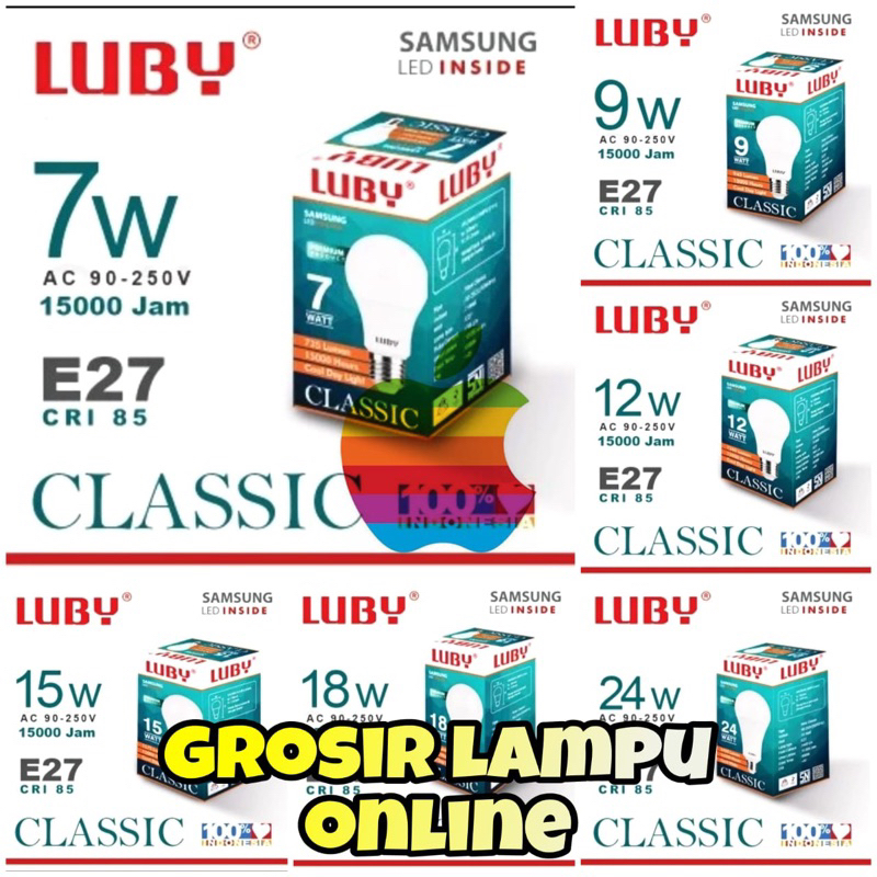 Led Luby Classic 5w 7w 9w 12w 15w 18w 24w Cahaya Putih - Lampu Bulb