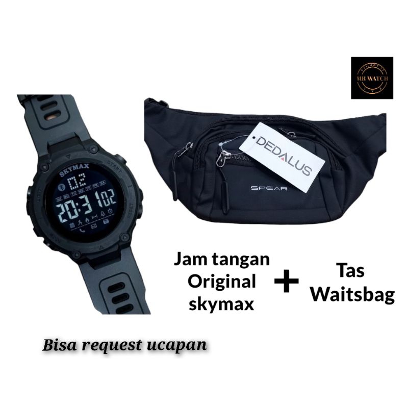 HAMPERS COWOK JAM TANGAN SKYMAX ORIGINAL PLUS TAS WAITSBAG