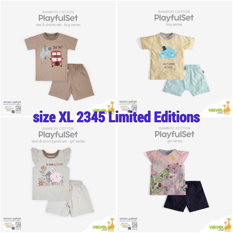 Limited Editions-Cotton Bamboo PLAYFULL SET Velvet Junior usia 12345