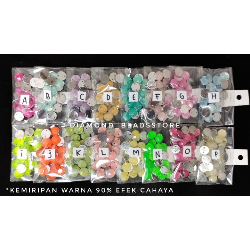 Payet kristal jahit | Diamond bulat doff 10mm isi 20bj
