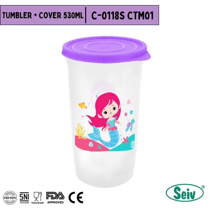 Tempat Minum / Botol Tumbler + Tutup Plastik Karakter Anak ONYX SEIV / Gelas Minum + Tutup