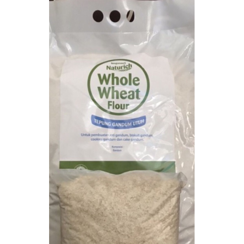 

NATURICH WHOLE WHEAT FLOUR 1 KG- TEPUNG GANDUM UTUH KEMASAN REPACK 1 KG