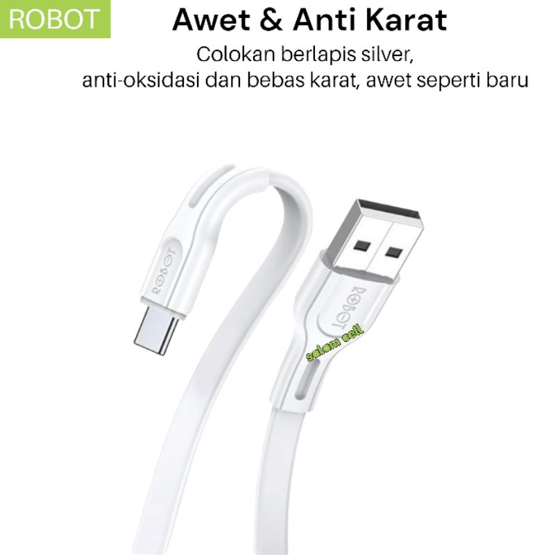 Kabel Data Type-C Robot RDC100S 2,4A Quick Charging 100cm Original Garansi  Resmi