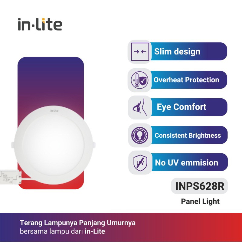 Led Panel In Lite 3w 6w 9w 12w 18w Inbow Bulat Putih - Lampu Downlight InLite