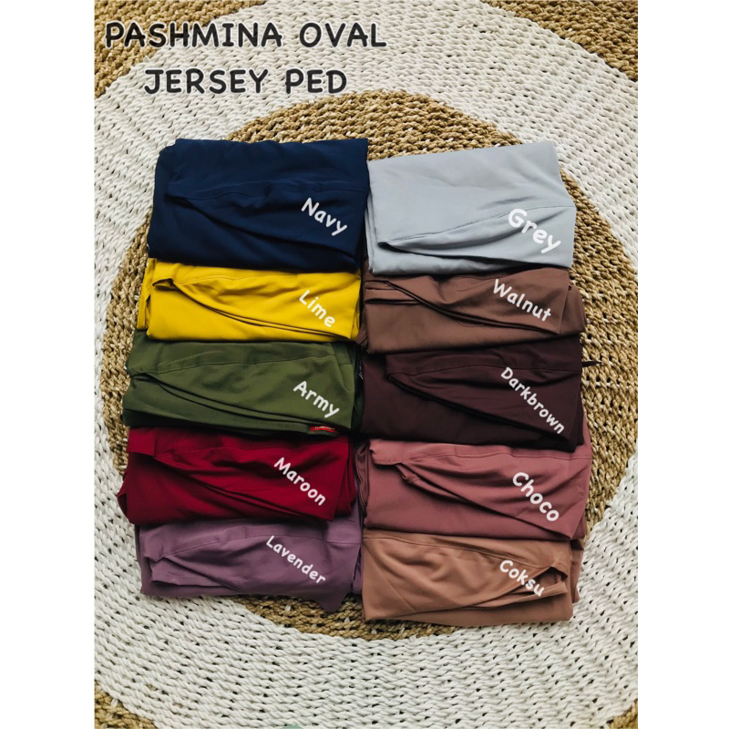 PASHMINA OVAL JERSEY SOFT PED TERMURAH PREMIUM / HIJAB JILBAB PASMINA INSTAN OVAL