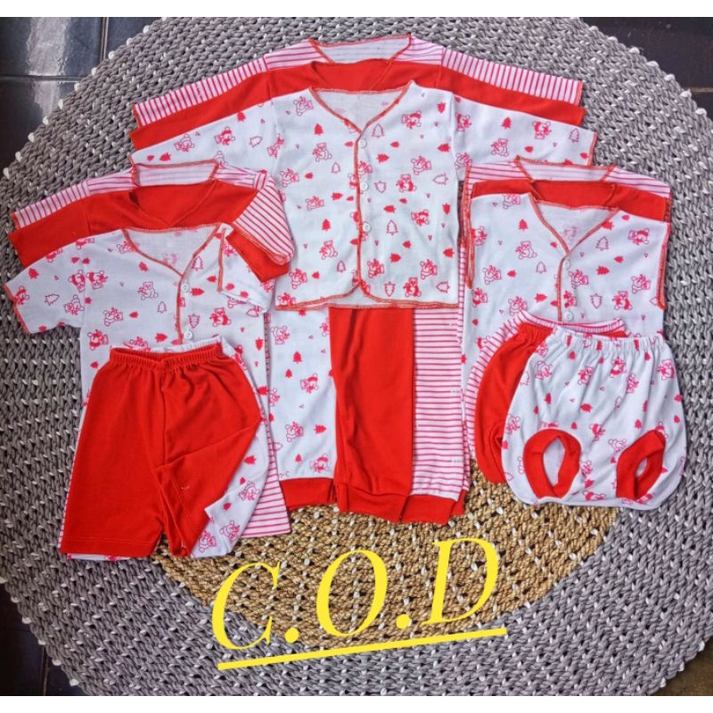 set baju celana paket isi 18 pcs seri merah