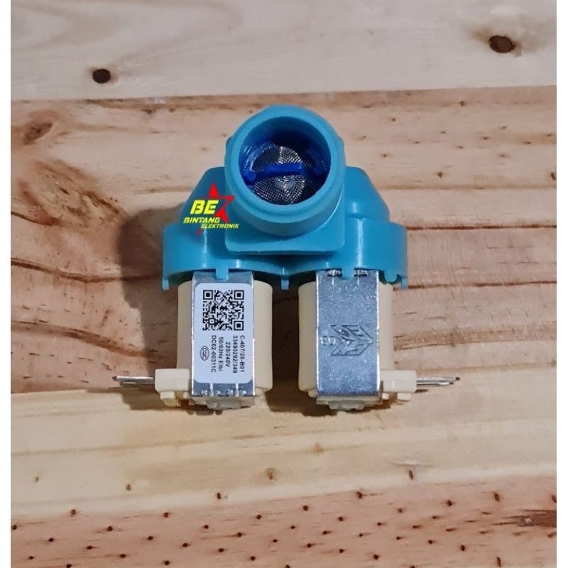 SELENOID SAMSUNG DOUBLE SELENOID MESIN CUCI GANDA WATER INLET VALVE FRONT LOADING DOUBLE LG ORI biru 2 lubang