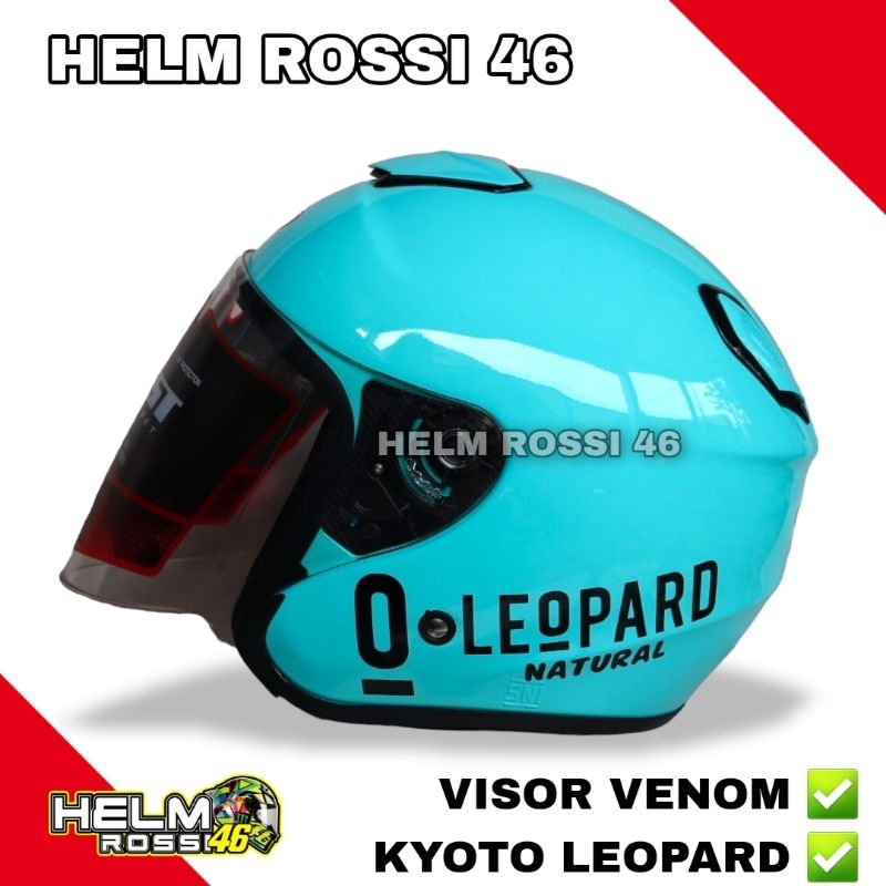 Helm Kyoto Priest Osaka LEOPARD HIJAU TOSCA Solid - Visor Venom Original Free Box Packing