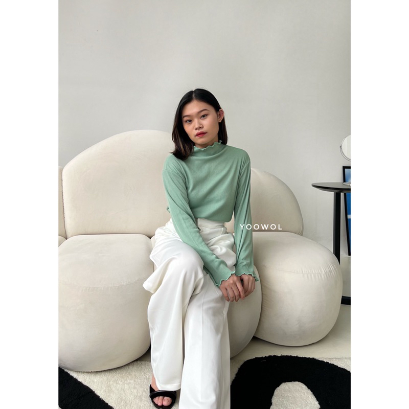 Yeji Top/Atasan Knit Lengan Panjang Wanita/Basic Knit Top