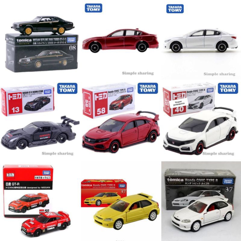 TAKARA TOMY TOMICA HONDA AND NISSAN COLLECTION DIECAST MOBIL HONDA JAZZ FIT CIVIC TYPE R CBR NSX  NI