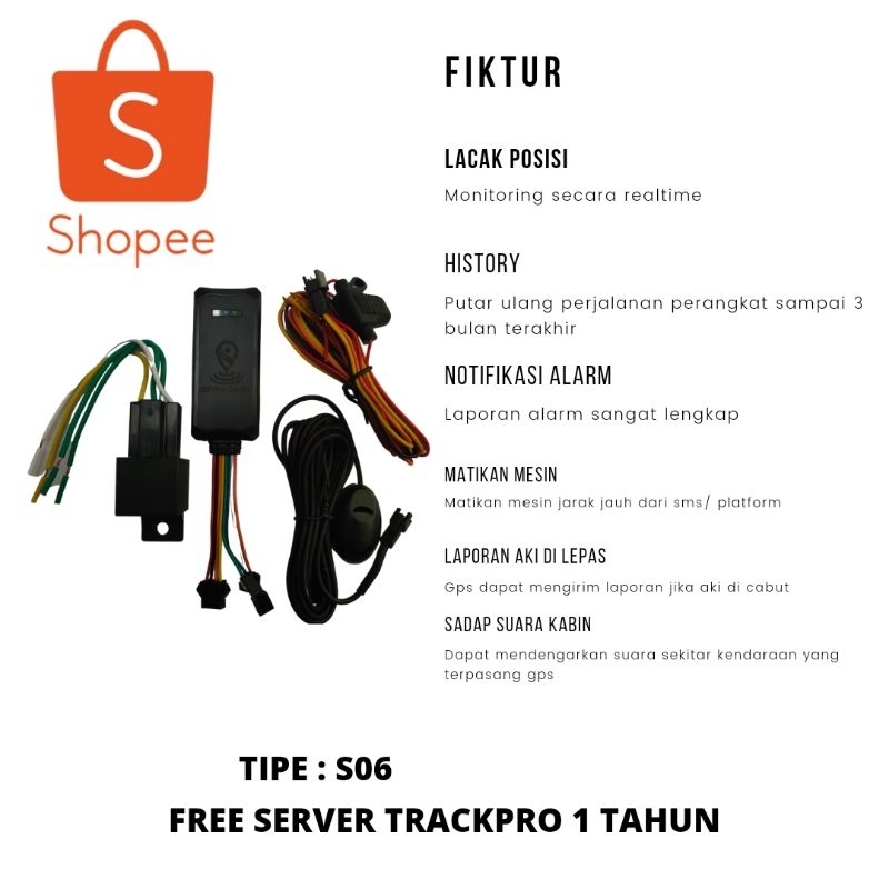 GPS TRACKER S06 TRACKPRO KOMPLIT FREE SERVER 1 TAHUN