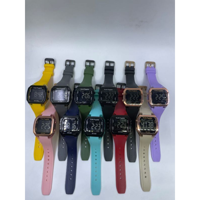 (Terima Cod)Jam Tangan Wanita Hushpuppies Sergi Digital New Anti Air Strap Rubber/Karet(Dikirim Jakarta)