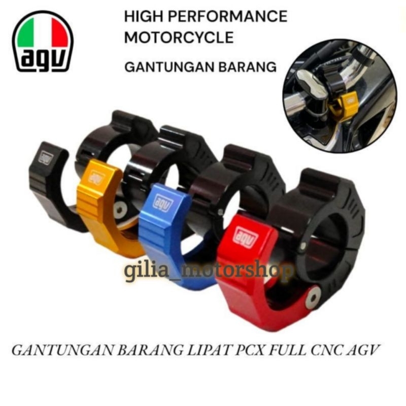 Gantungan Jepit Stang Full CNC AGV High Performance Motorcycle Gantungan lipat Cantolan Belanjaan Universal