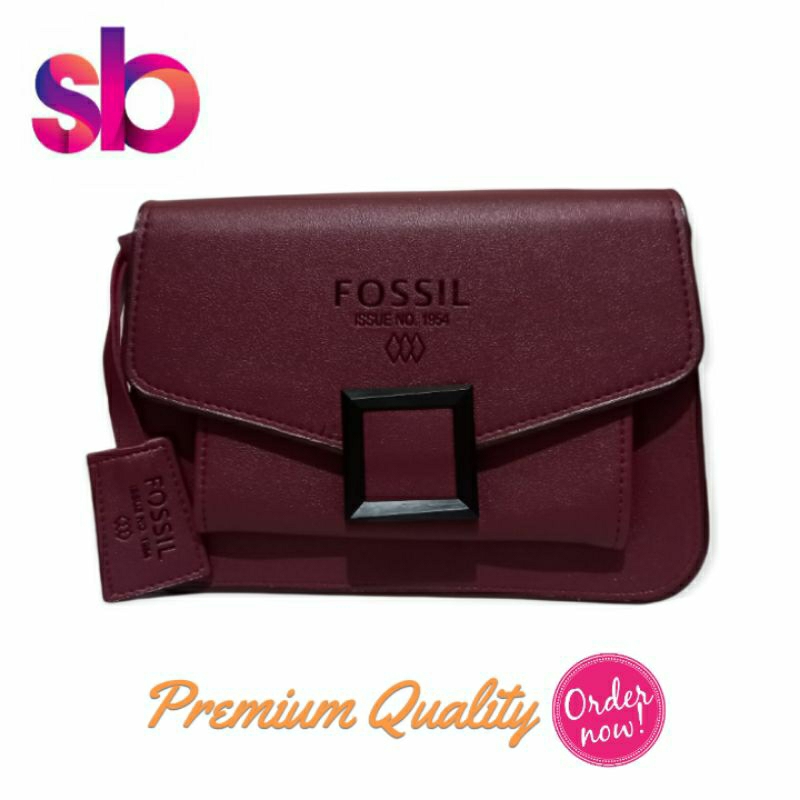 Tas Selempang Disca [ Maroon/Merah Marun] Branded Sling Bag Wanita Fashion Impor Lucu Vintage Pesta 