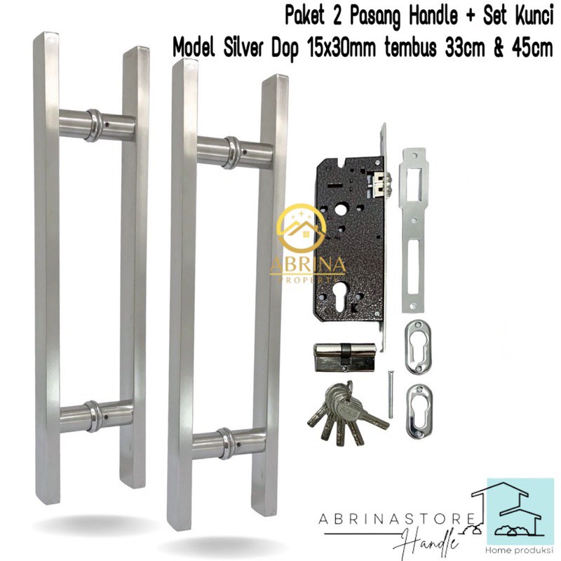 4 handle pintu set kunci kaki tembus panjang 60cm 45cm 33cm handle pintu rumah minimalis tarikan gagang pintu kaca