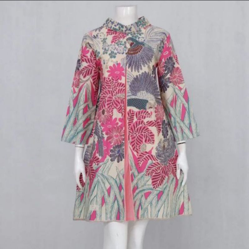 Tunik Dres batik warna pink bahan katun jahitan rapi