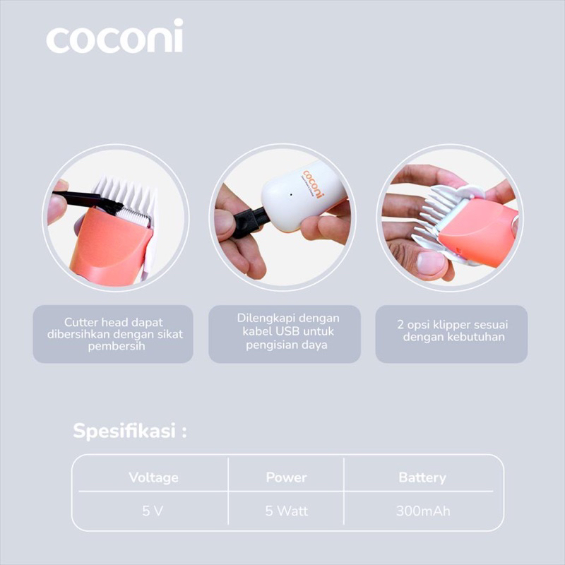Coconi Portable Hair Clipper Rechargeable &amp; Silent Pencukur Rambut Elektrik bisa di cas