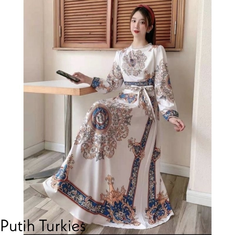 DRESS WANITA MAXI ESTILO PUTIH TURKISH IMPORT BKK BANGKOK