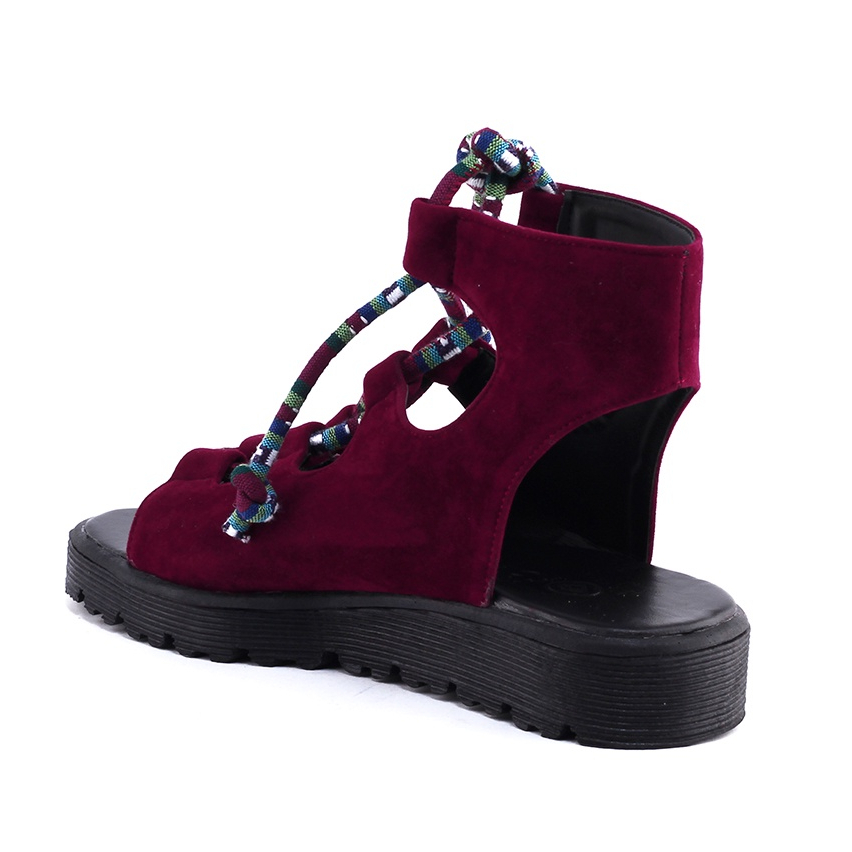 GLADIAN MAROON - Sandal Santai Tali Simpel Casual Kasual Wanita Sandal Kasual Perempuan Original