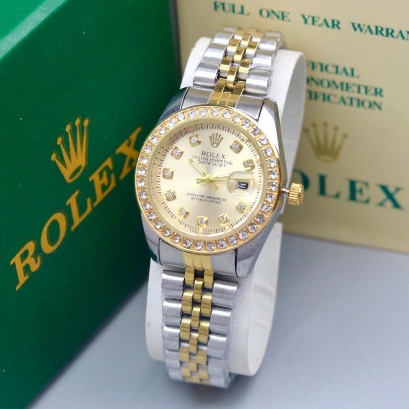 Premium/jam tangan wanita Stainles Rolex Tanggal Aktif Full set