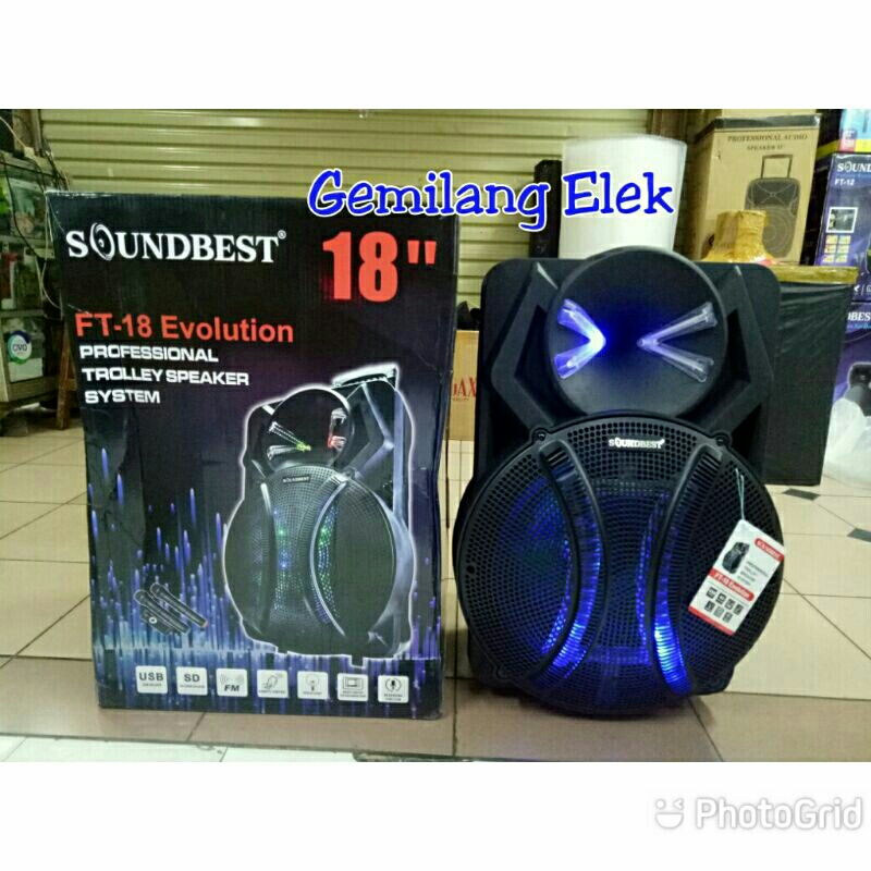 Speaker Portable Wireless SOUNDBEST FT 18 Evolution  ( 18 inch ) Bluetooth