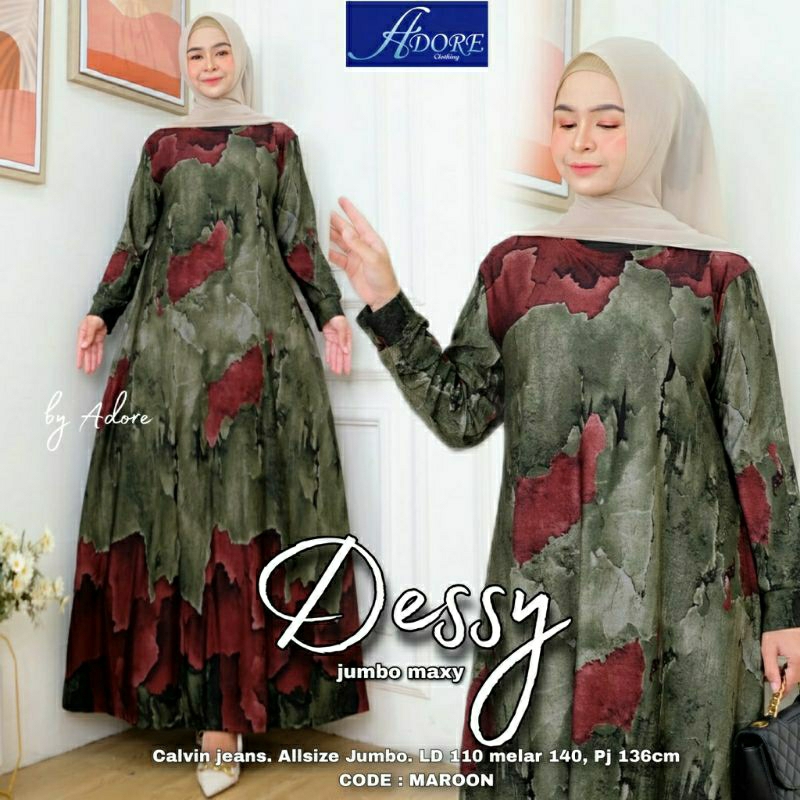 Dessy Jumbo Maxy, GAMIS JUMBO CANTIK FIT XL-XXXXL LD 110-140 BAHAN CALVIN JEANS IMPORT TERMURAH OOTD KEKINIAN TERLARIS