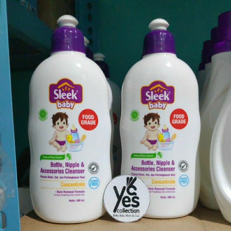Sleek baby bottle 500 ml Cuci sabun botol Dot susu balita anak Sleak tutup push up nipple &amp; Accessories Cleanser Asesoris Perlengkapan bayi