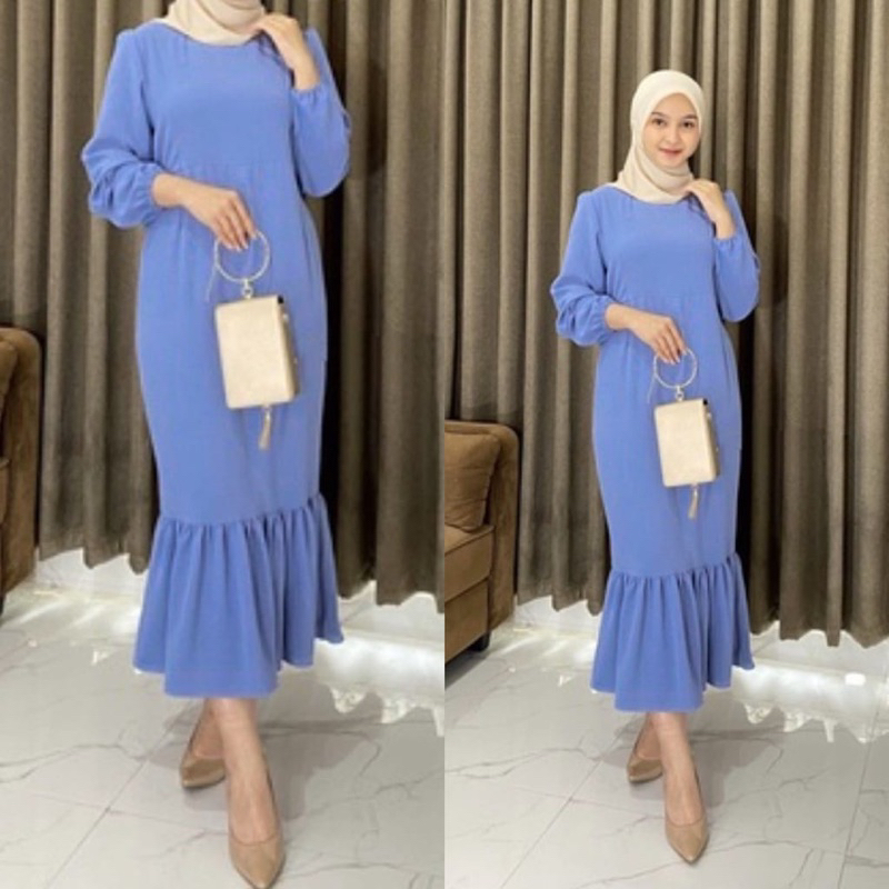 Manda Midi Dress Crinkle Premium Dress Duyung Ruffle