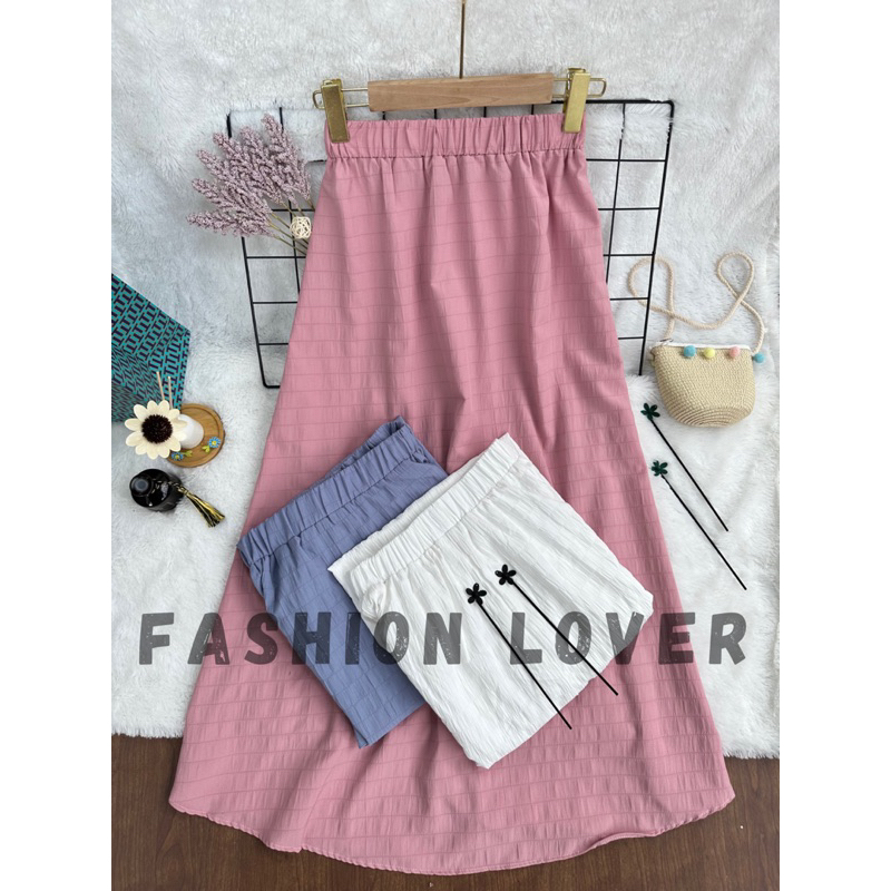 ⭐️Premium cott kringkel import⭐️ Rok polos bahan cott kringkel full karet