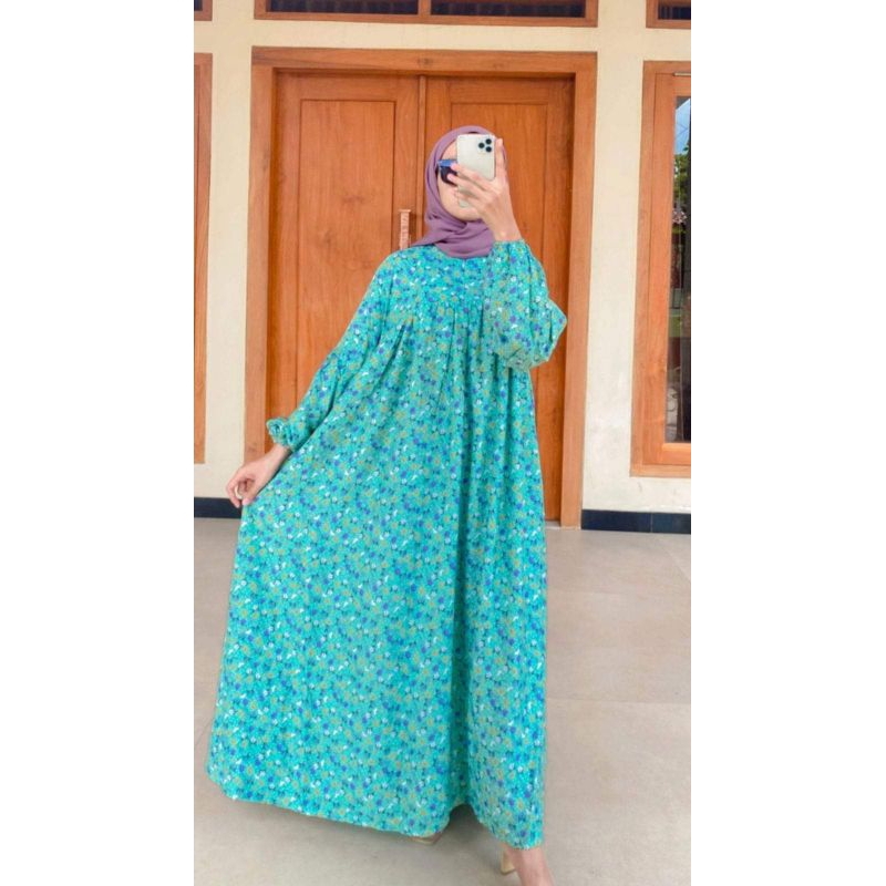 GAMIS RAYON IMPORT MOTIF BUNGA CANTIK DRESS TERBARU WANITA KEKINIAN