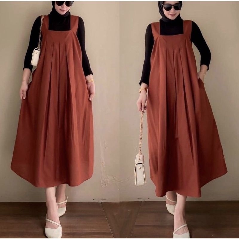 Berrynka Overall Dress Wanita Crinkle Airflow Korean Look