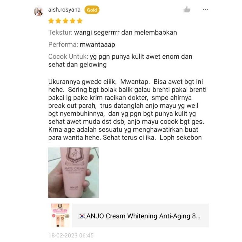 🇰🇷ANJO MAYU Cream Whitening Anti-Aging 80 gram BIG SIZE!!