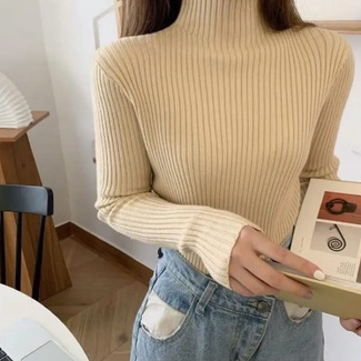 Sweater Rajut Turtleneck Knit Wanita /Baju Dalaman Rajut / Manset Inner Rajut