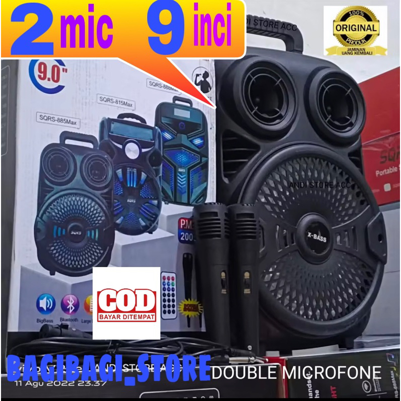 DUET NYANYI BARENG.. Speaker Salon Bluetooth Karaoke Gratis Mic 2 Ukuran Jumbo 9 Inchi | Spiker Akti