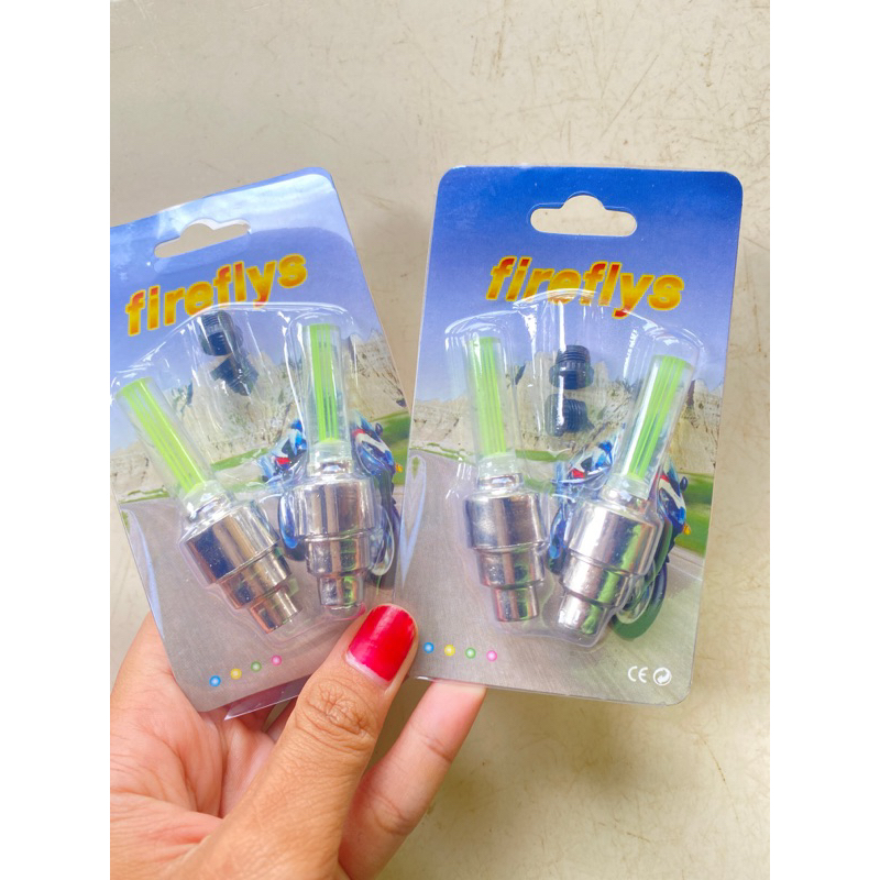 Tutup Pentil LED 1 Pasang Lampu Hias Ban Sepeda Motor Mobil Warna Warni