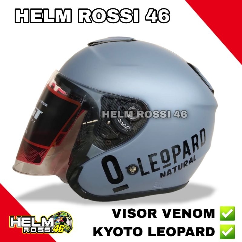 Helm Kyoto Priest Osaka LEOPARD HIJAU TOSCA Solid - Visor Venom Original Free Box Packing