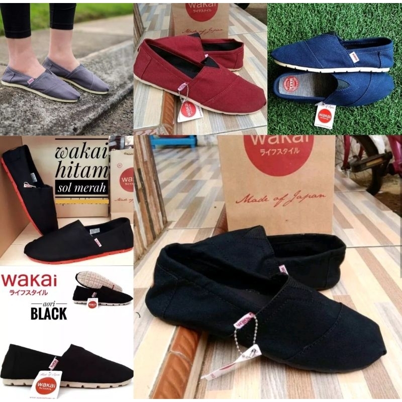 promo Sepatu slip on pria wanita wakai grade ori