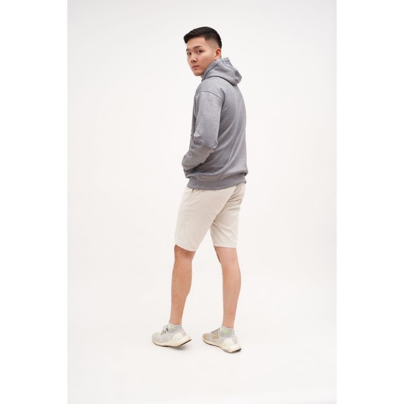 Jacket Hoodie Polos Oversized Warna Abu-Abu Unisex untuk Pria dan Wanita