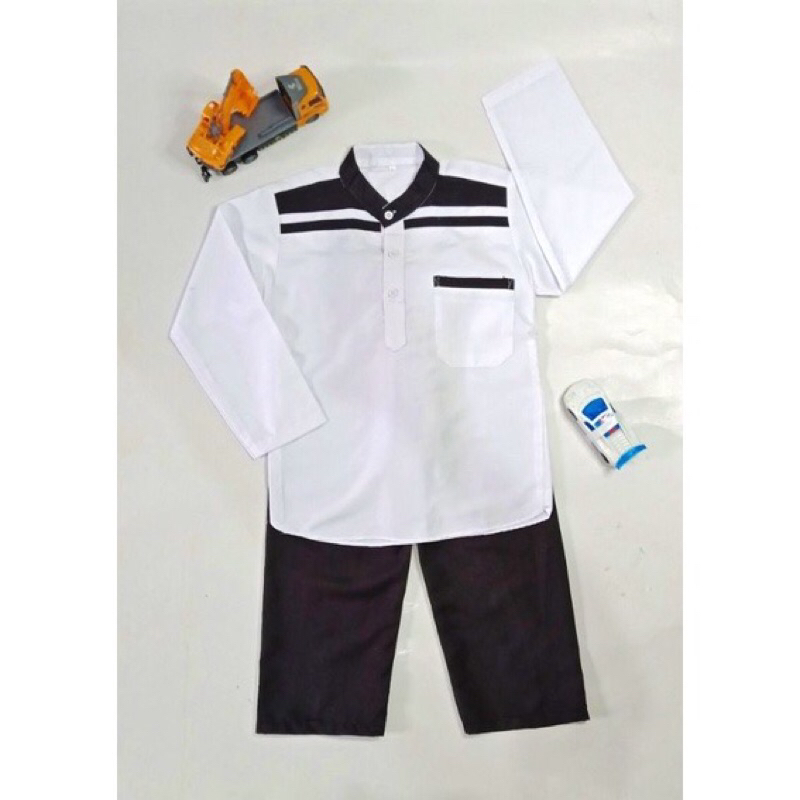 baju koko setelan putih anak / koko setelan putih anak / koko setelan putih anak 1 - 12 tahun