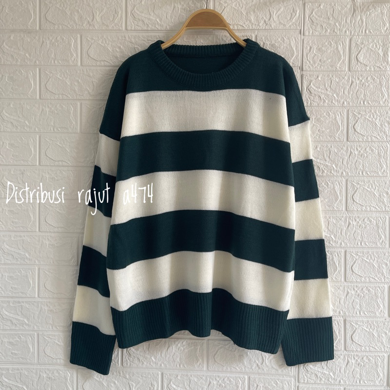 POLO SWEATER STARLA BLASTER BLOUSE STRIPPE LENGAN PANJANG-Mayubi emerald