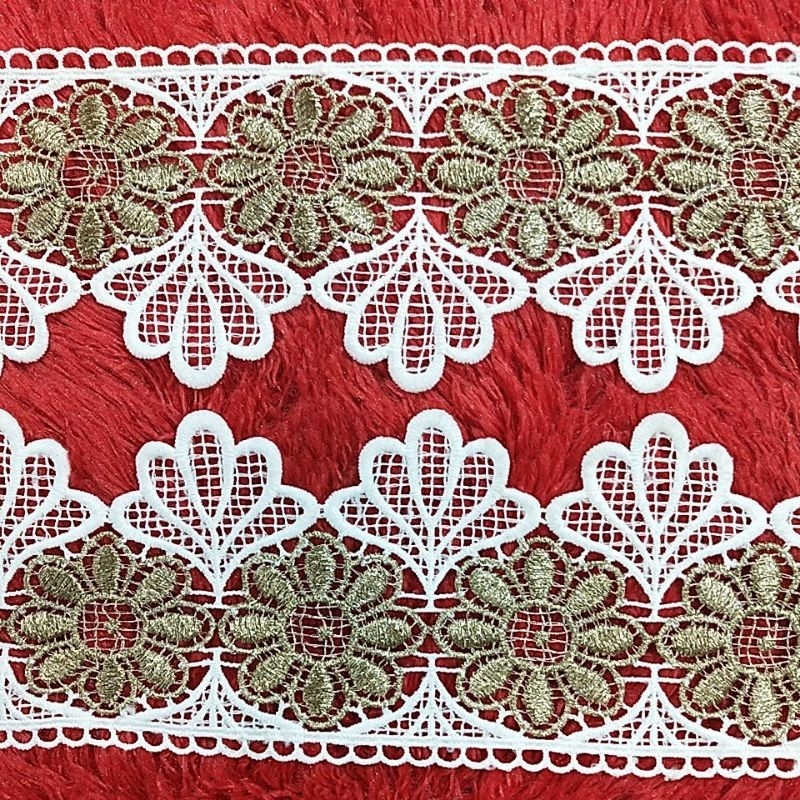 Renda Bordir Putih Cooper Lebar 8,5cm METERAN