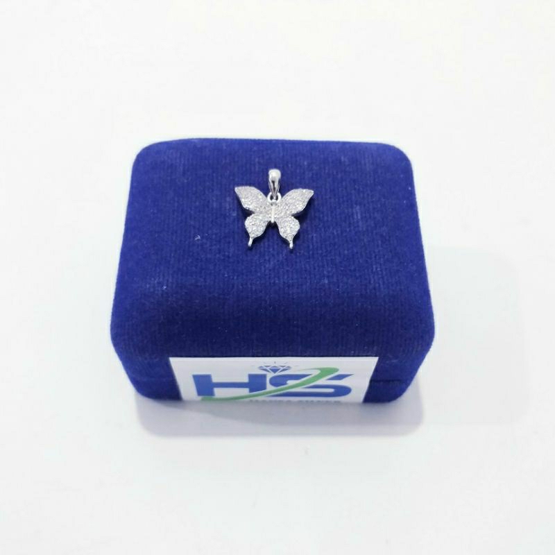 Liontin Perak Asli Silver 925 Lapis Emas Putih Model Kupu Kupu Butterfly - Liontin Anti Karat