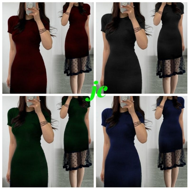 JCNS - DRESS RAJUT FLORA / Dress Rajut Wanita Model Terbaru / Dress Wanita Elegant