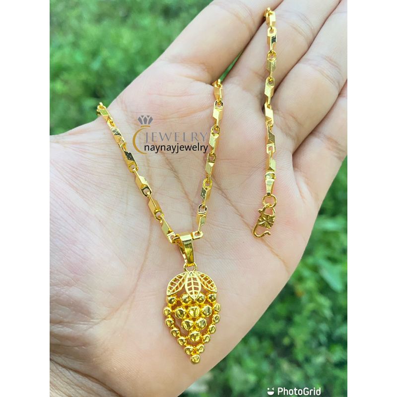 Kalung Koin 2 suku warna 24k anggur sedang