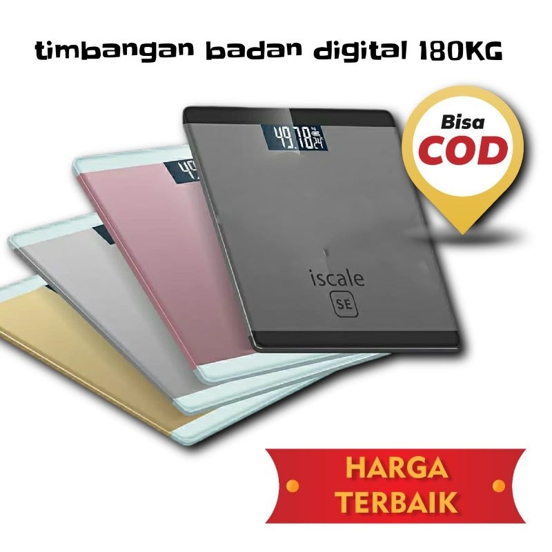 Timbangan Berat Badan Digital LCD Display Smart ISCALE 180Kg 26x26cm