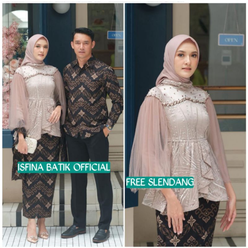 Couple Kebaya Modern Baju Wisuda Tunangan Lamaran Terbaru Baju Batik Brokat Couple vanilla