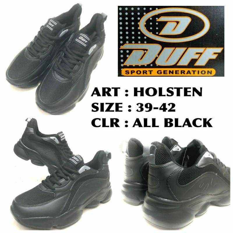 SEPATU KETS UNISEX HITAM HITAM BY DUFF HOLSTEN SIZE 39-42.