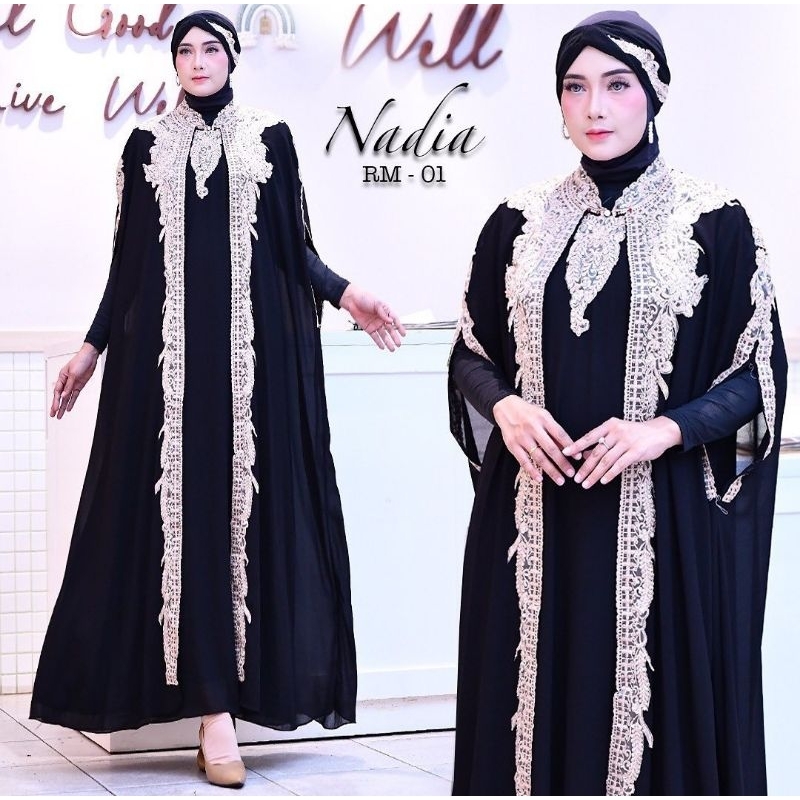 kaftan Nadia + Gamis Manset +Turban Original Butik