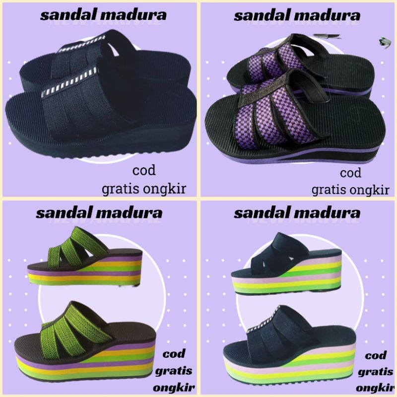 SANDAL MADURA CEWEK CANTIK TINGGI 6CM Size 33-44 SANDAL WEDGES SANDAL GUNUNG